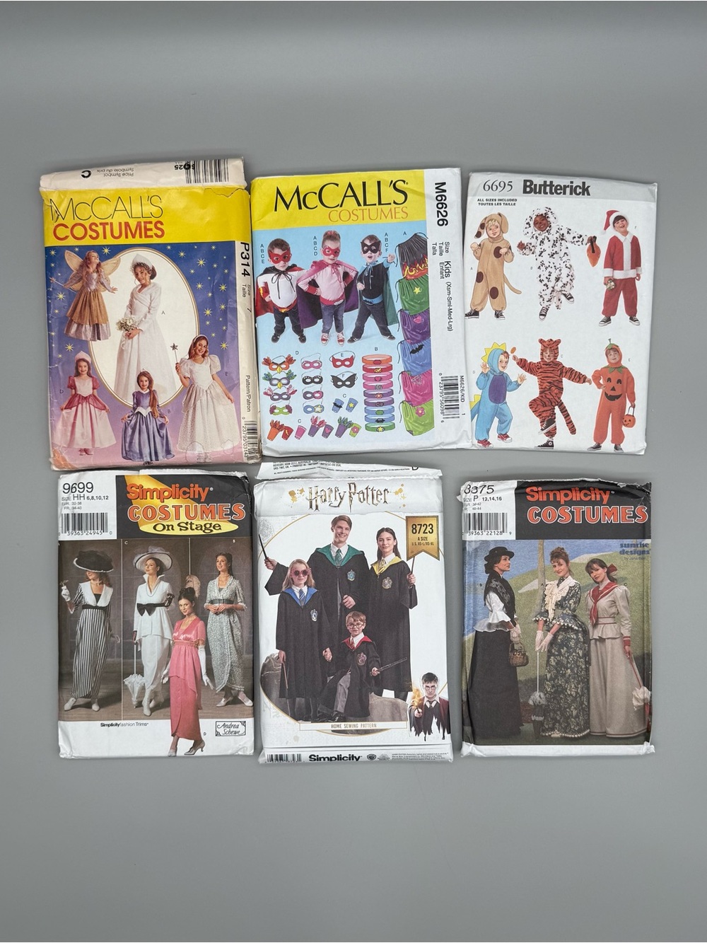 Lot of 6 Costume Sewing Patterns Harry Potter Princess Victorian Kids Adult